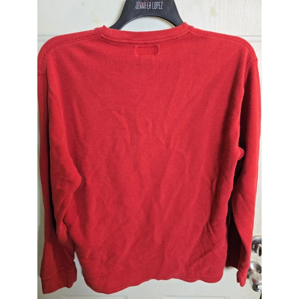 Polo Ralph Lauren Men's 2XL XXL Red Waffle Knit Thermal Pony Logo Crewneck‎